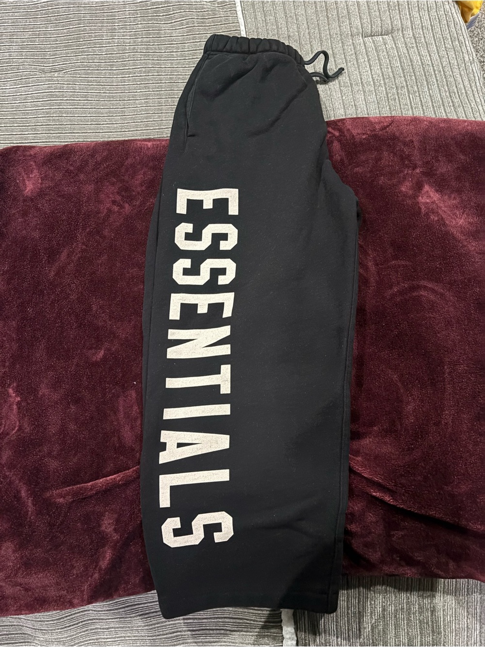 Essentials Kids Black Sweatpants with White Logo